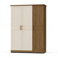 Kleiderschrank 120 x 55 x 200 cm Holzwerkstoff Cremebraun mit 3 Türen