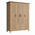 Kleiderschrank 140 x 60 x 200 cm Holz Natur 4 Türen 2 Schubladen Landhausstil