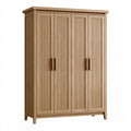 Kleiderschrank 120 x 55 x 190 cm Holz Natur mit 4 Türen Lamellenfront
