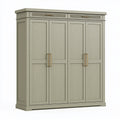 Kleiderschrank 200 x 60 x 220 cm Holzwerkstoff Greige Landhausstil mit 4 Türen und 2 Schubladen