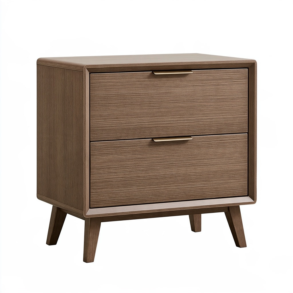 Nachttisch 50 x 40 x 60 cm Braun aus Holzwerkstoff mit zwei Schubladen im modernen Stil