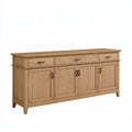 Sideboard 180 x 45 x 90 cm Holz Naturbraun - 4 Türen 3 Schubladen Landhausstil