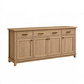 Sideboard 180 x 45 x 90 cm Holz Natur mit 4 Türen und 3 Schubladen im Landhausstil