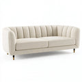 3-Sitzer Sofa 220 x 90 x 75 cm Creme Strukturstoff modernes Wohnzimmer