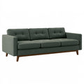 3-Sitzer Sofa 220 x 90 x 85 cm aus Webstoff Dunkelgrün - Modernes Wohnzimmer Sofa mit Holzfüßen