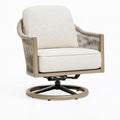 Drehsessel 78 x 82 x 88 cm aus Holz und Kordelgeflecht in Beige mit Drehfunktion