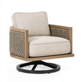 Drehsessel 78 x 82 x 86 cm mit Holz Geflecht und Stoffbezug in Beige Natur
