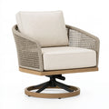 Garten-Drehsessel 85 x 82 x 86 cm beige Geflecht mit Holzgestell